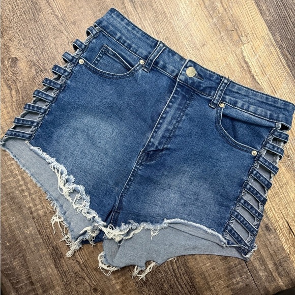 Windsor Pants - Windsor Blue Jean Shorts with Strap Accents